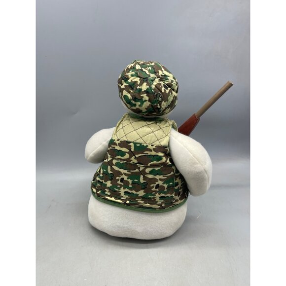 Christmas hunter plush standing snowman figurine decor white green camo READ - Picture 6 of 11